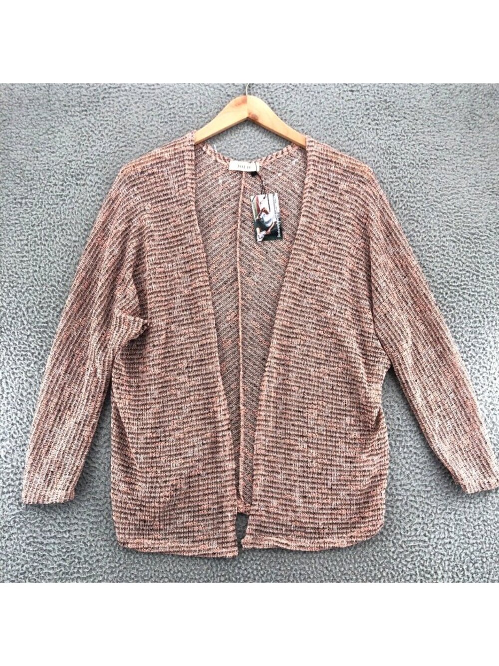 Jolie Sweater Womens Large Pink Heathered Open Cardigan Lightweight Stretch NWT